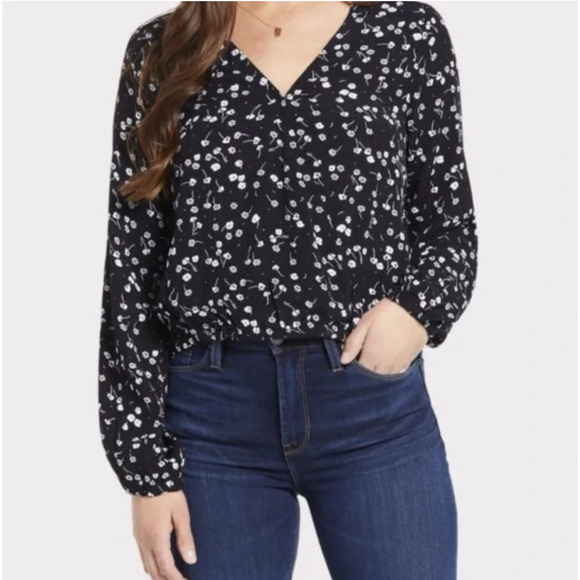 Sanctuary Tops - Sanctuary Cori Floral Printed Blouson Long Sleeve Wrap Surplice Blouse